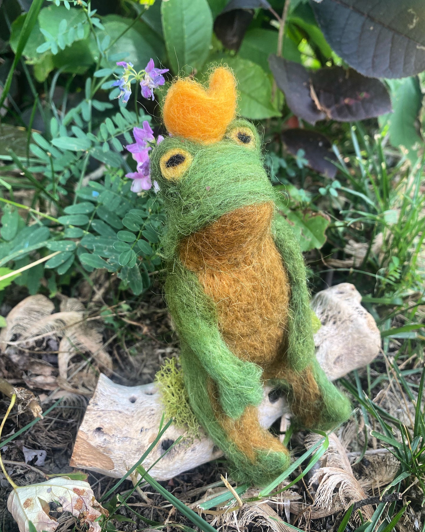 Needle Felted Frog Prince