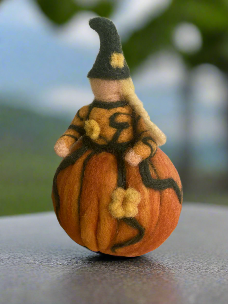 Felted Pumpkin Gnome